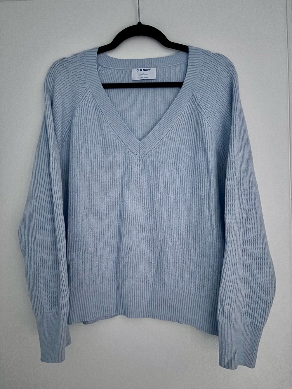 Old Navy Light Blue Ribbed V-Neck Sweater